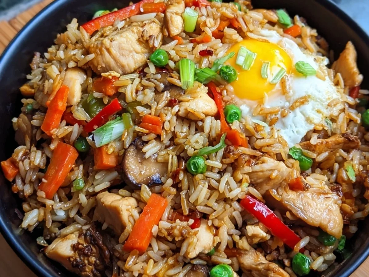 Chinesischer Gebratener Reis mit Hähnchen Rezept - Bild 1