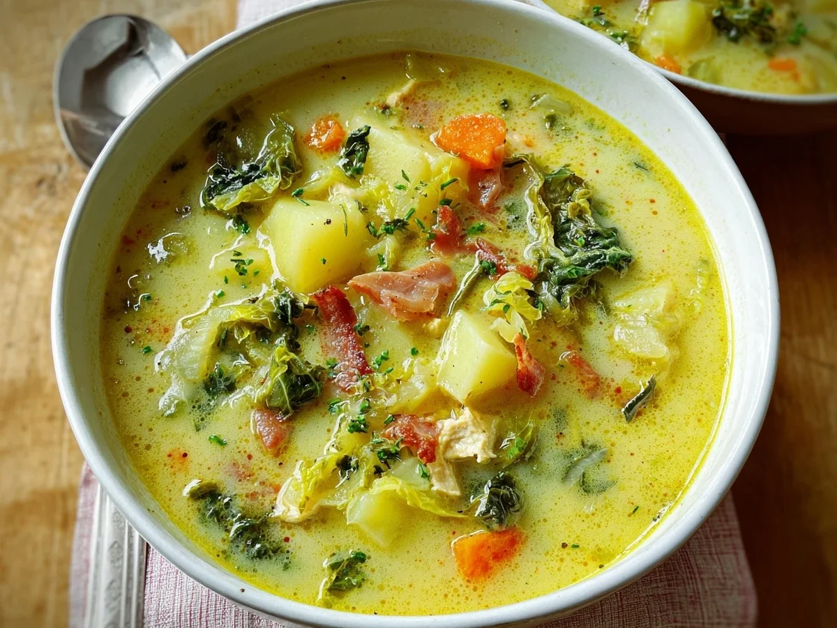 Cremige Kartoffel-Wirsing-Suppe mit zarten Putenwürfeln - Bild 2