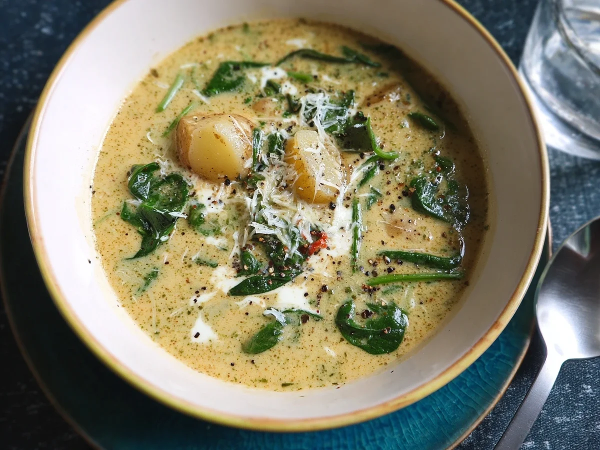 Cremige Kartoffelsuppe mit Spinat Einfaches Rezept - Bild 2