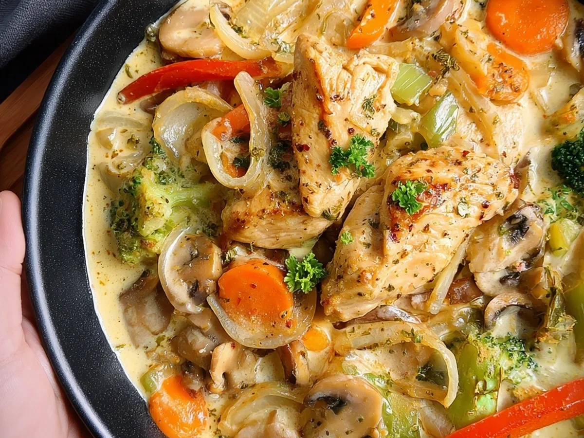 Cremiges Hähnchen-Geschnetzeltes mit frischem Gemüse - Bild 2
