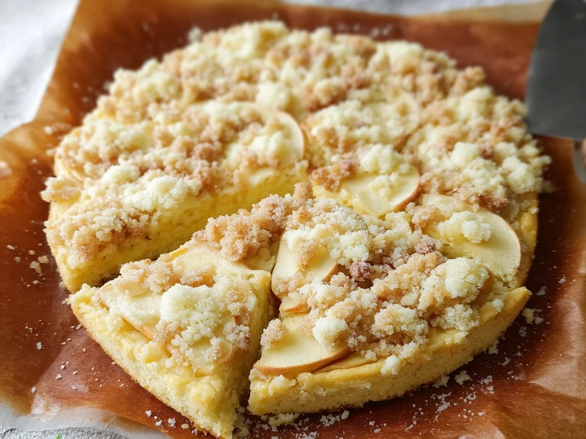 Einfacher Apfelkuchen vom Blech mit knusprigen Streuseln - Bild 1