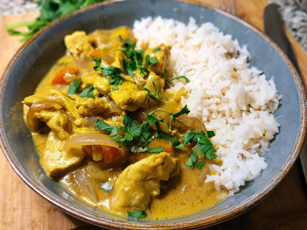 Einfaches Cremiges Curry-Geschnetzeltes mit Reis - Bild 1