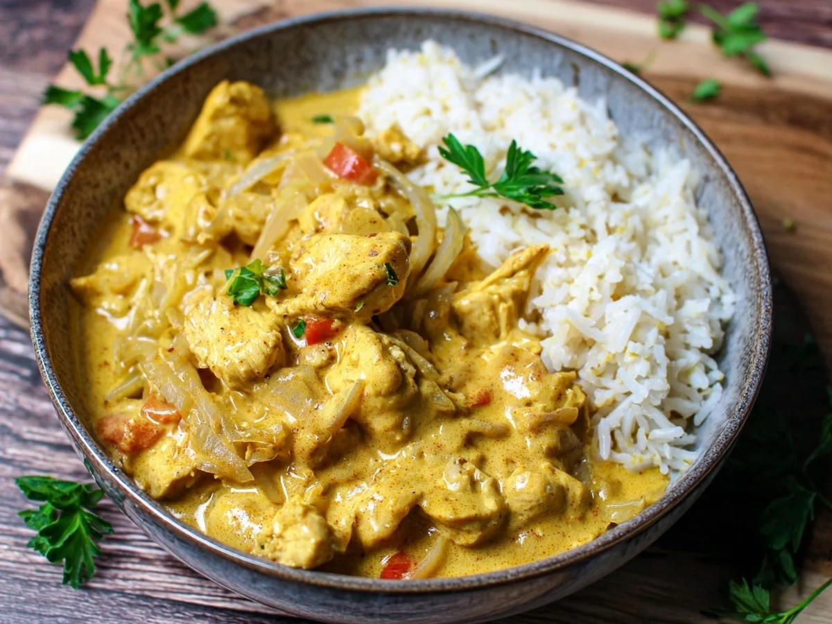 Einfaches Cremiges Curry-Geschnetzeltes mit Reis - Bild 2