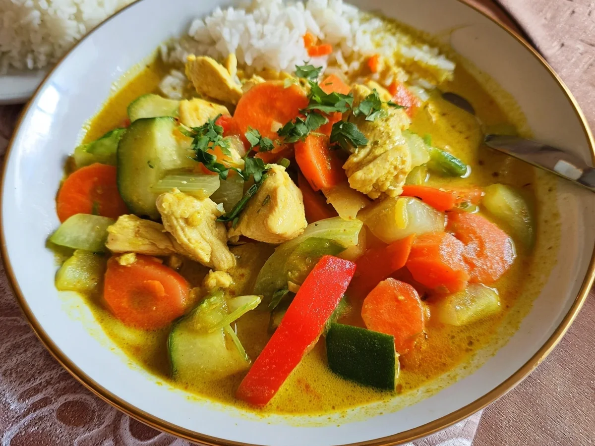Hähnchen Curry mit Gemüse & Kokosmilch Gesund & Schnell - Bild 1