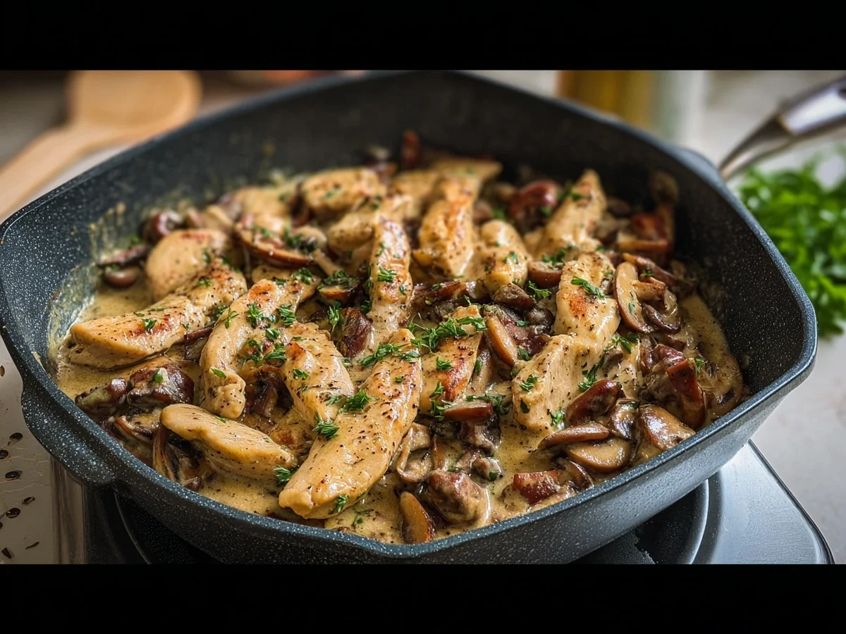 Hähnchengeschnetzeltes mit Pfefferrahmsoße & Champignons - Bild 1