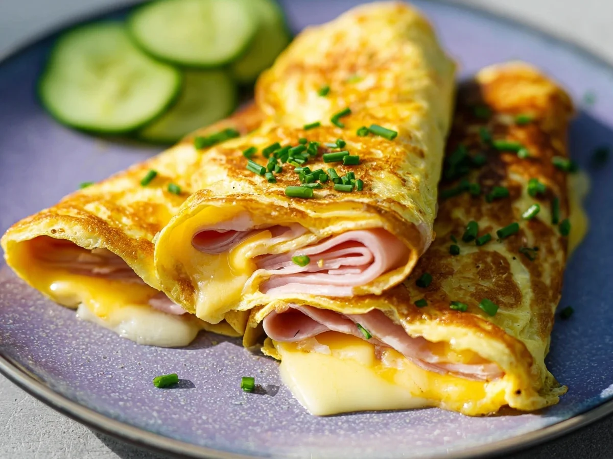 Keto Puten-Schinken-Käse-Omelette: Low Carb Frühstück - Bild 1