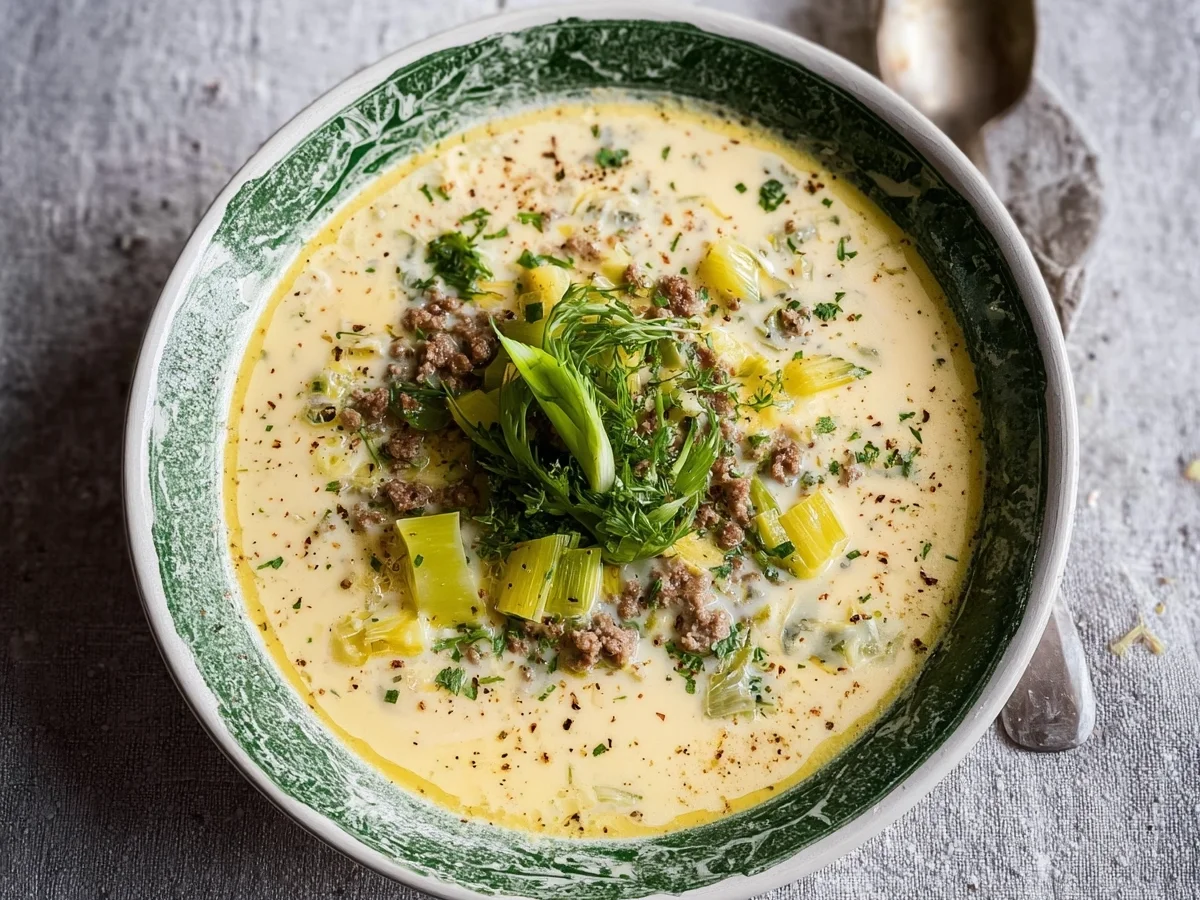 Klassische Lauch-Käse-Suppe mit Hackfleisch schnell - Bild 2