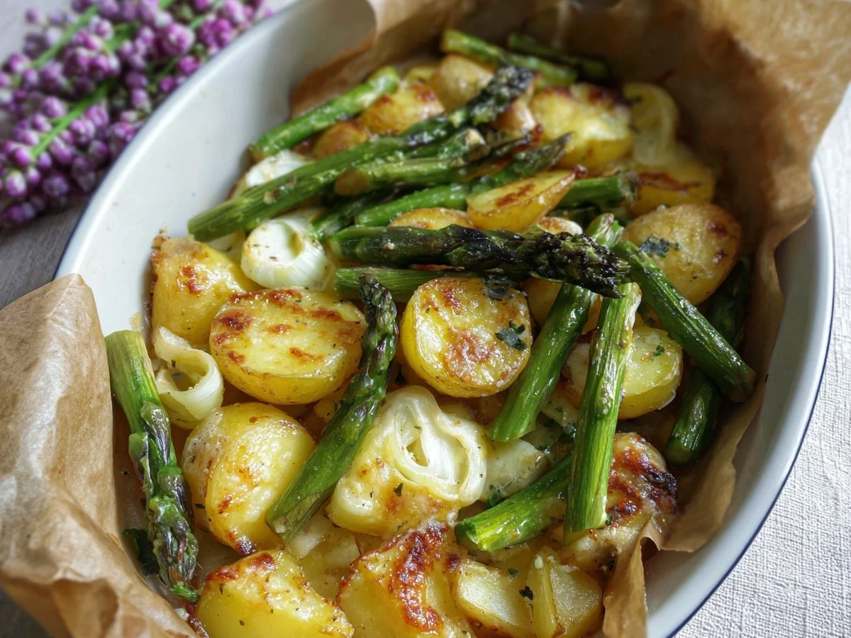 Knusprige Parmesan-Kartoffeln & grüner Spargel aus dem Ofen - Bild 2