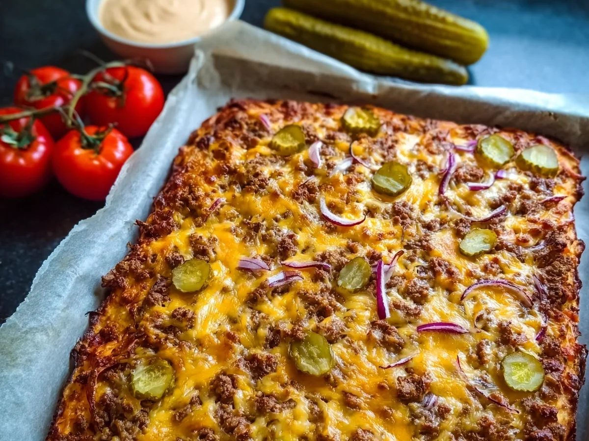Low Carb Big Mac Pizza vom Blech: Schnelles Rezept - Bild 1