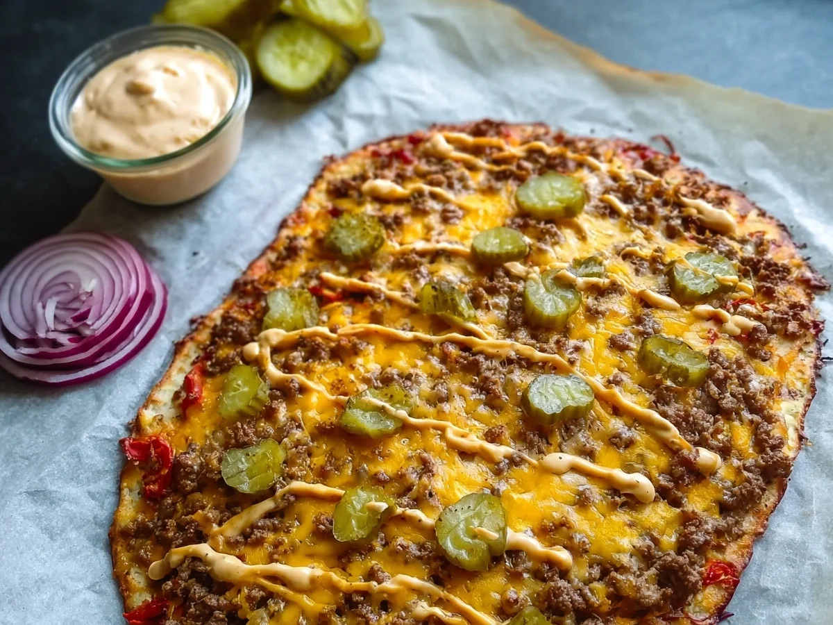Low Carb Big Mac Pizza vom Blech: Schnelles Rezept - Bild 2