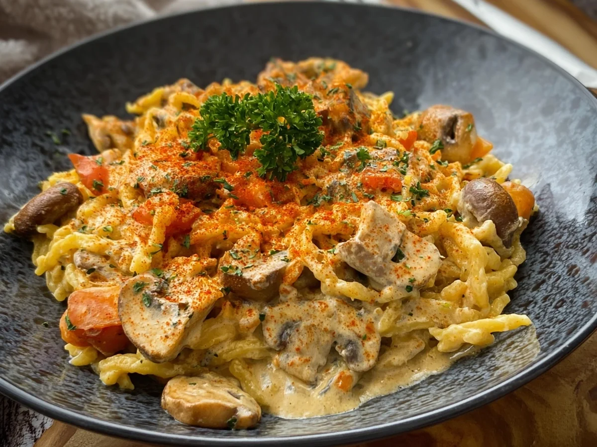 Paprika Spätzle mit Champignons: Vegetarisch & Lecker - Bild 2