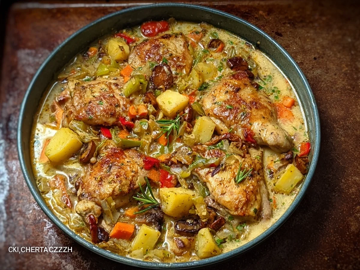 Rustikales Huhn mit Gemüsesoße: Einfaches Ofenrezept - Bild 1