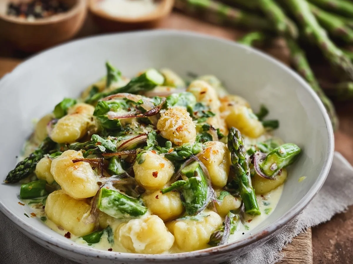 Schnelle Gnocchi mit grünem Spargel in Rahmsauce - Bild 2