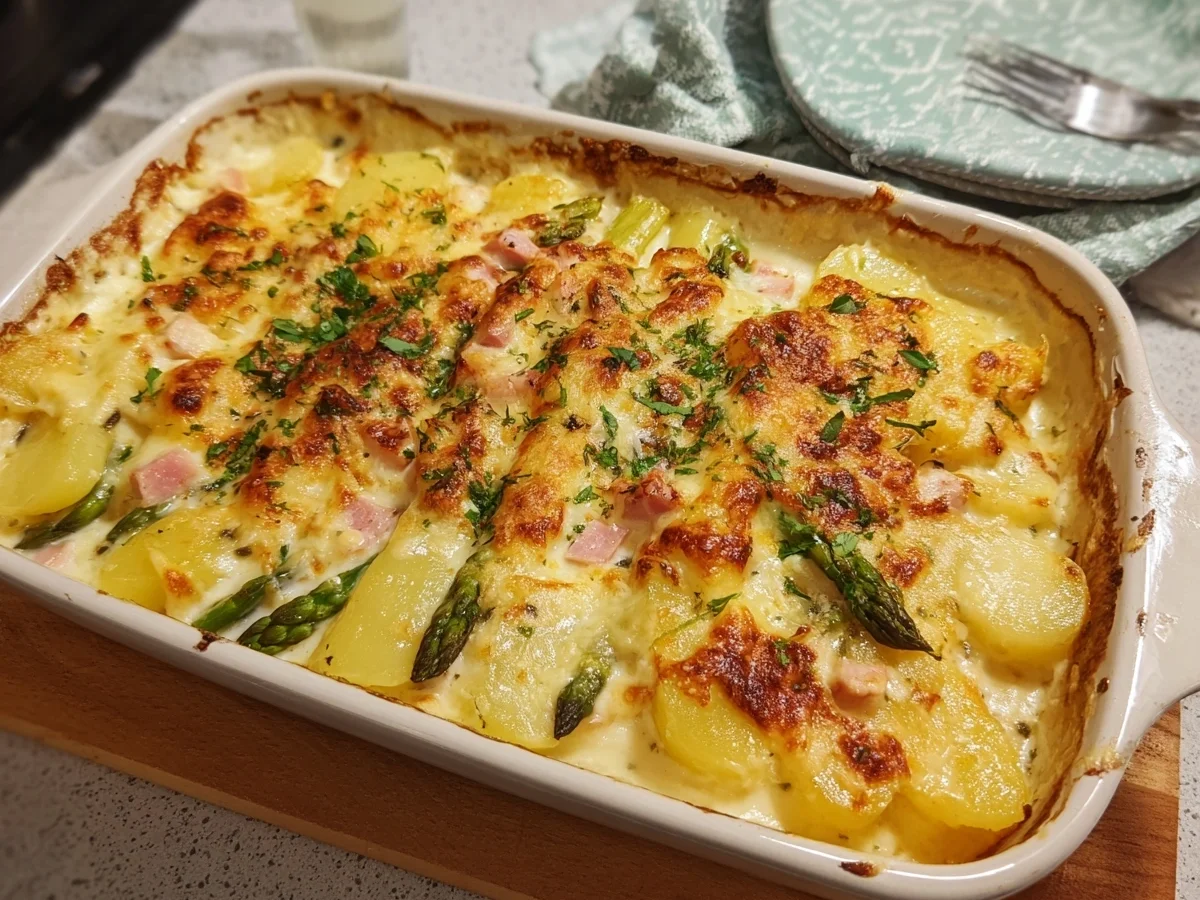 Spargelauflauf mit Kartoffeln & Putenschinken Leicht - Bild 1