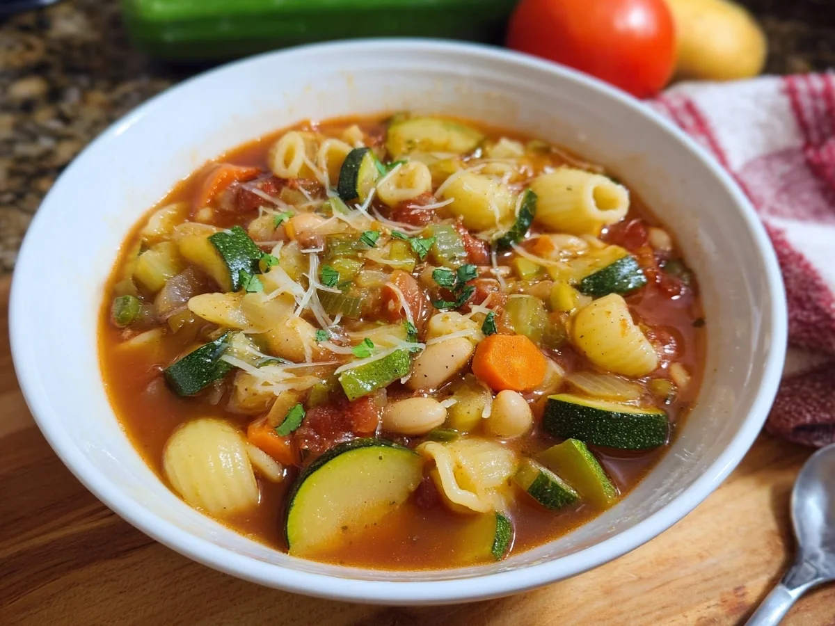 Vegetarische Minestrone: Klassische italienische Gemüsesuppe - Bild 1