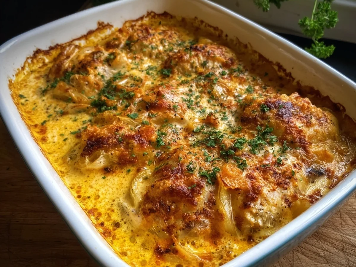 Zwiebel-Sahne-Hähnchen aus dem Ofen: Cremig & einfach - Bild 1