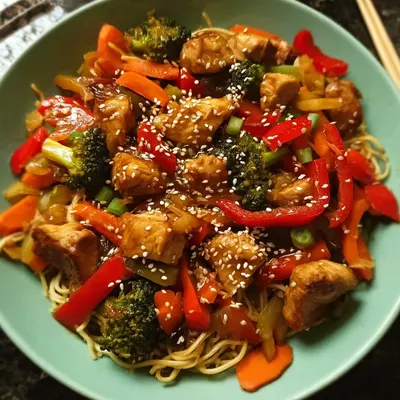 Asiatische Hähnchen-Gemüse-Pfanne: Heißluftfritteuse