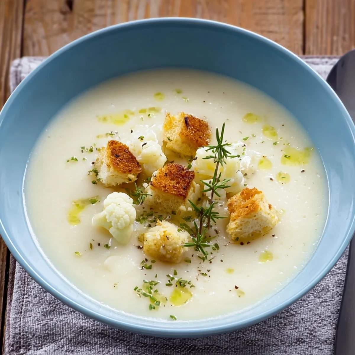 Blitz-Blumenkohlsuppe mit Croûtons: Schnell & Lecker