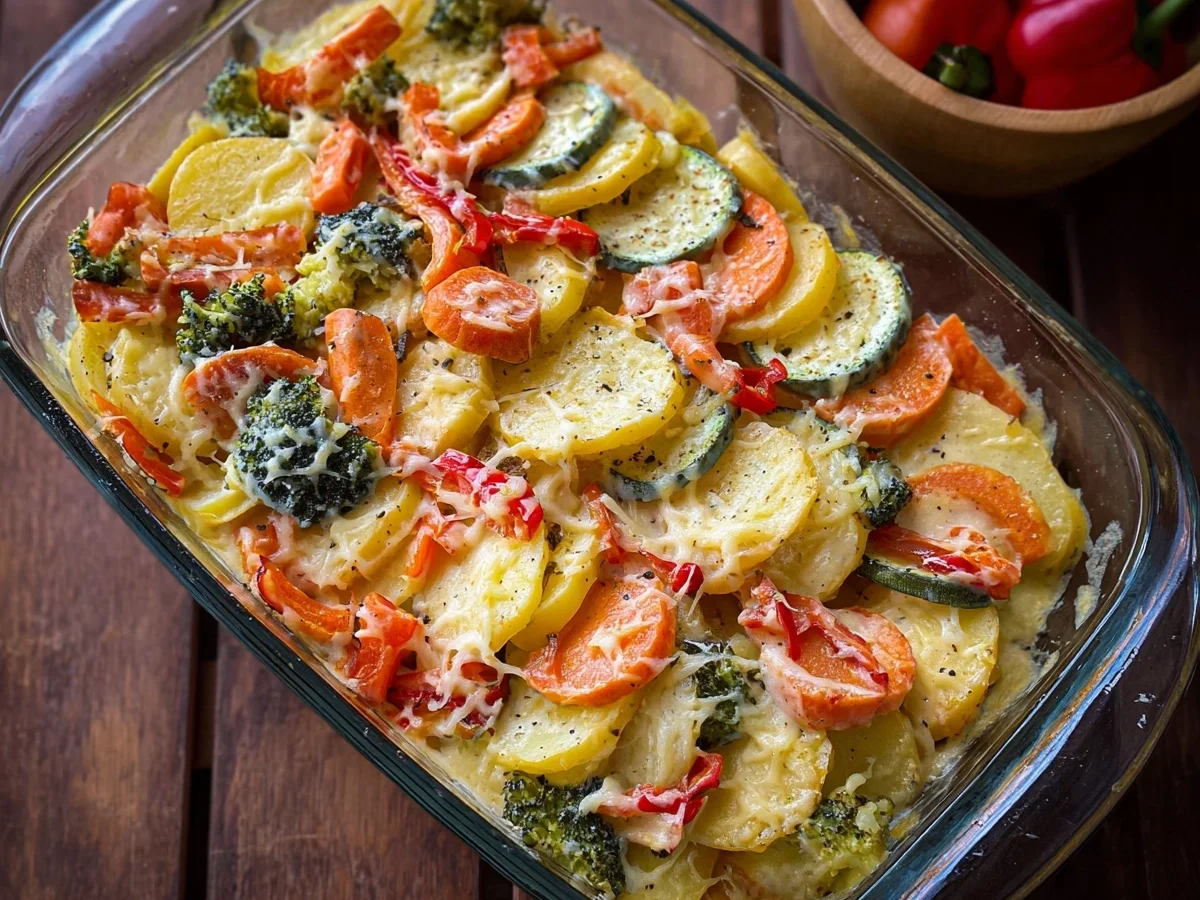 Bunter Gemüseauflauf mit Kartoffeln: Einfach & Lecker - Beitragsbild