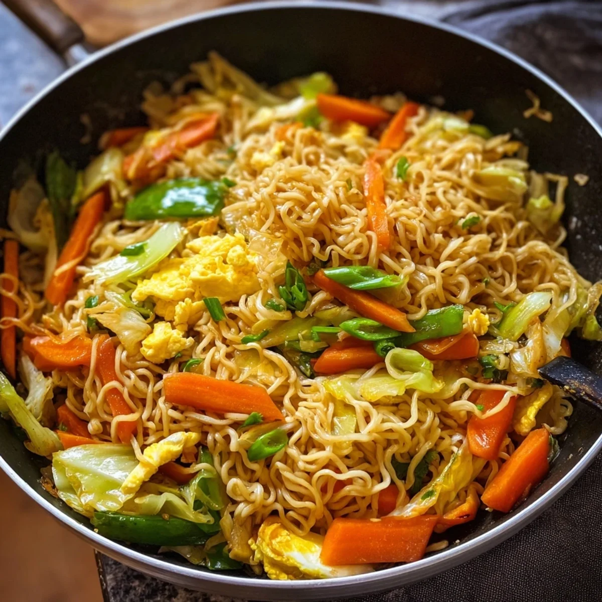 Chinesische Gebratene Nudeln mit Gemüse & Ei Schnell
