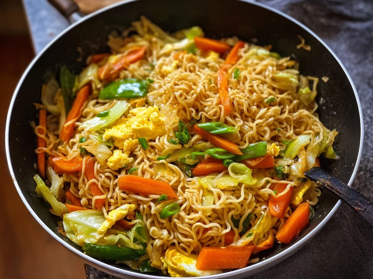 Chinesische Gebratene Nudeln mit Gemüse & Ei Schnell - Beitragsbild