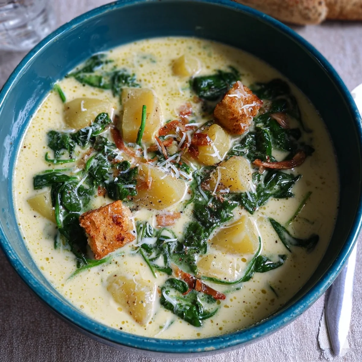Cremige Kartoffelsuppe mit Spinat Einfaches Rezept