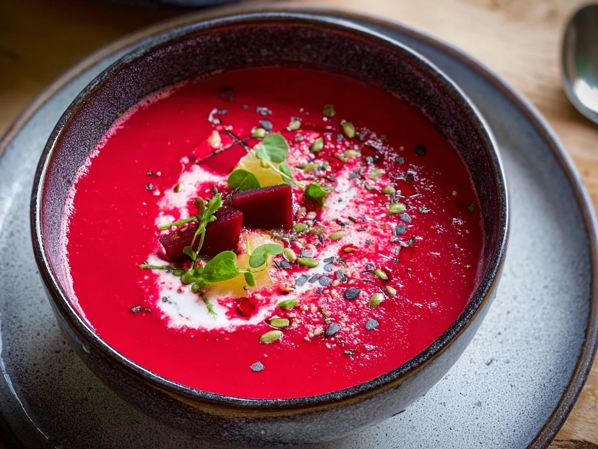 Cremige Rote-Bete-Suppe: Vegan, gesund & farbenfroh - Beitragsbild