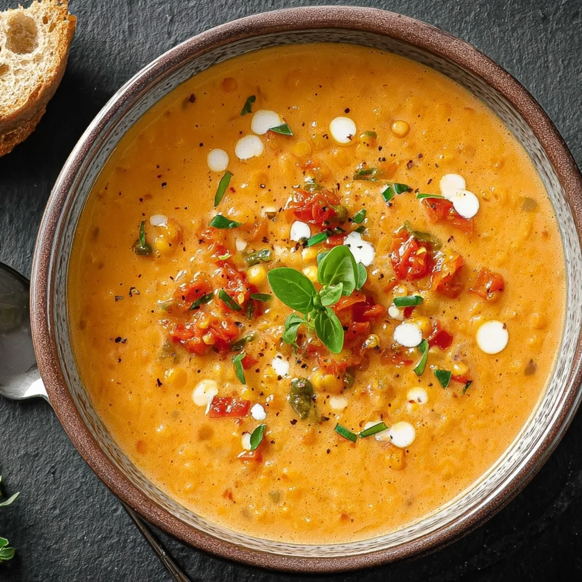 Cremige Rote Linsen Paprika Suppe