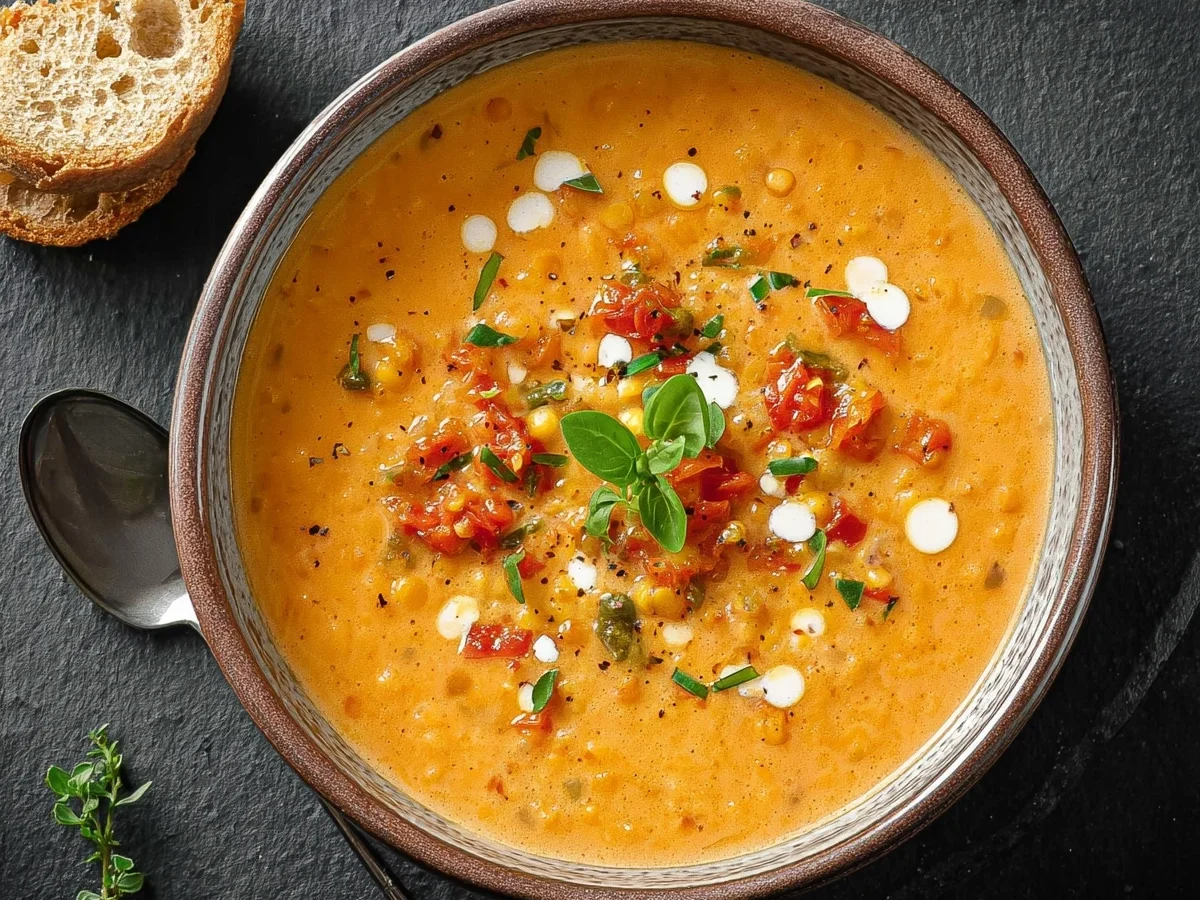 Cremige Rote Linsen Paprika Suppe - Beitragsbild