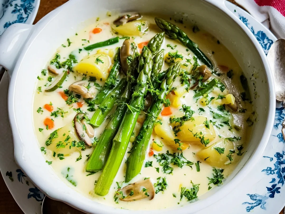 Cremiges Spargelragout: Leichtes Frühlingsgericht - Beitragsbild
