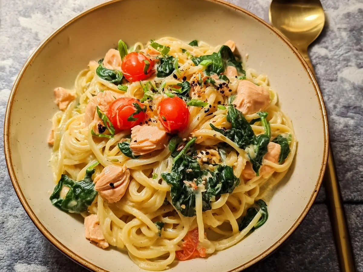 Einfache One-Pot Lachs Pasta: Schnell & Lecker - Beitragsbild