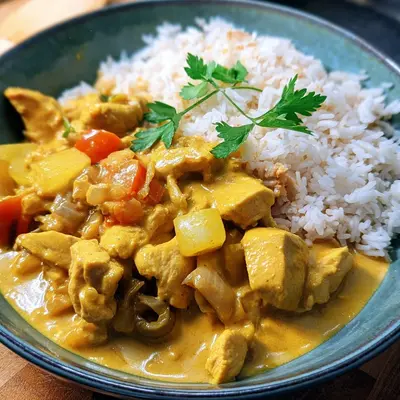 Einfaches Cremiges Curry-Geschnetzeltes mit Reis