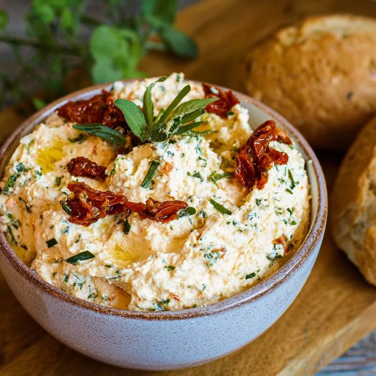 Feta-Quark-Dip mit getrockneten Tomaten: Schnell & einfach