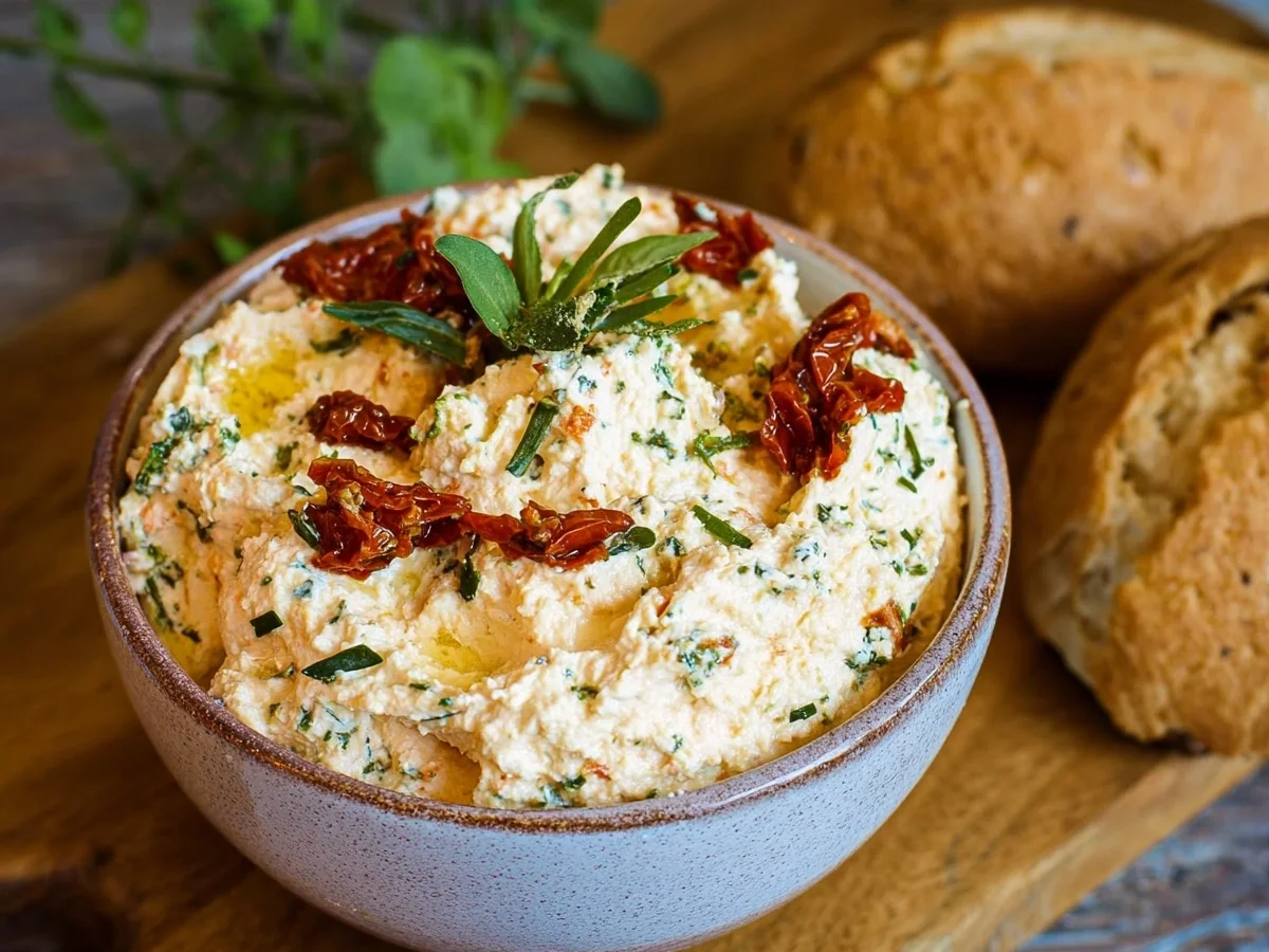 Feta-Quark-Dip mit getrockneten Tomaten: Schnell & einfach - Beitragsbild