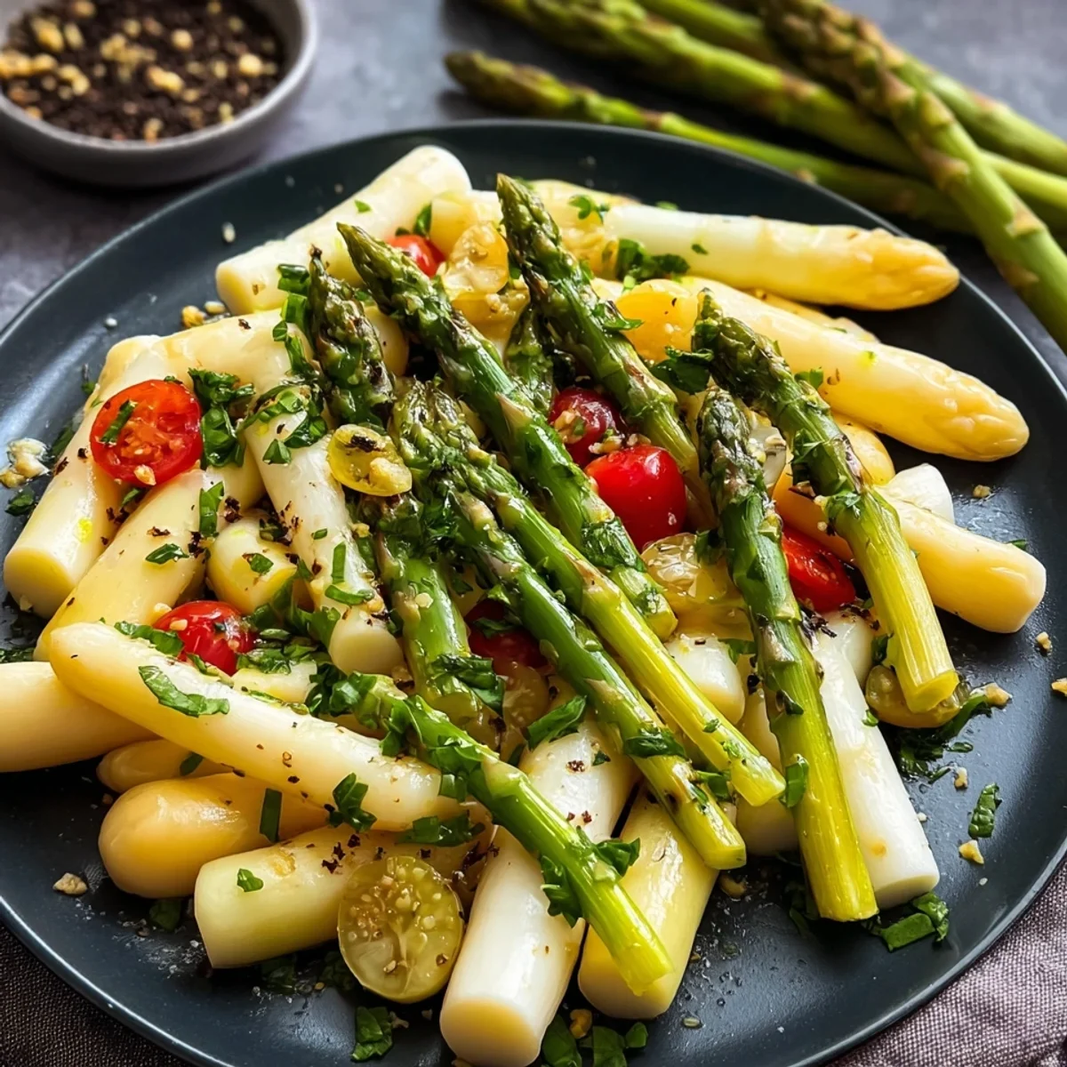 Frischer Spargelsalat mit grünem & weißem Spargel