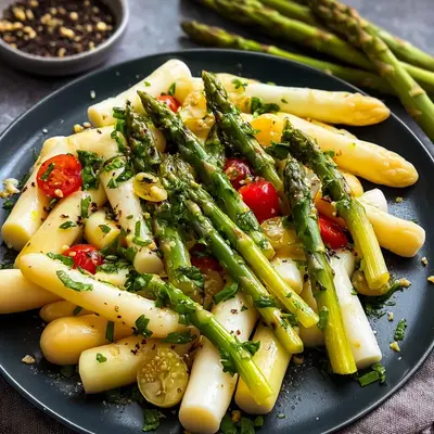 Frischer Spargelsalat mit grünem & weißem Spargel