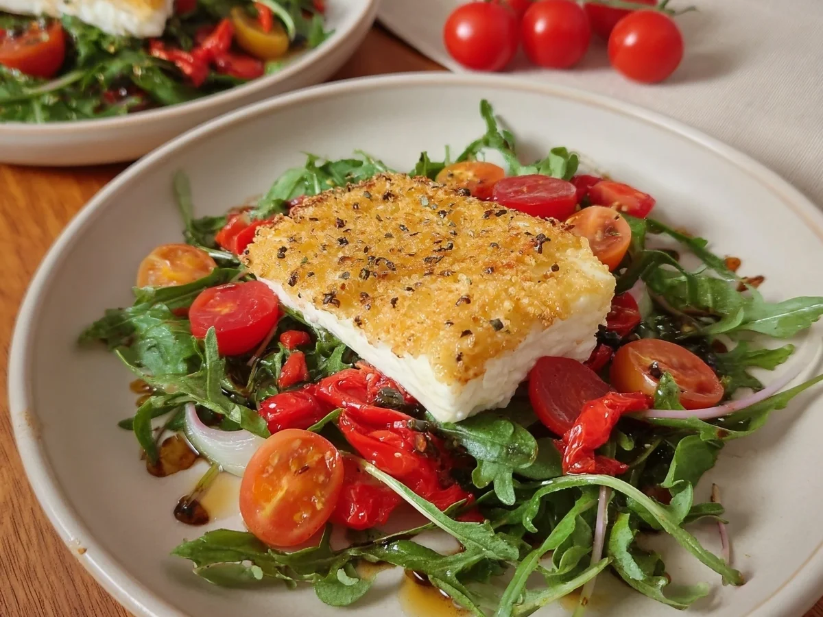Gebackener Feta auf Rucolasalat: Einfaches & Leckeres Rezept - Beitragsbild