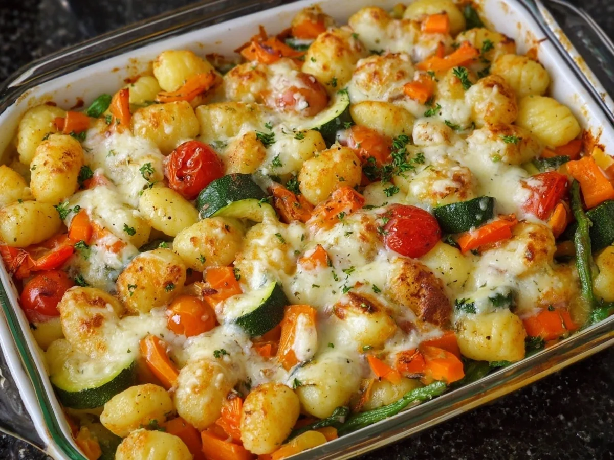 Gesunder Gnocchi-Auflauf mit buntem Gemüse in 35 Minuten - Beitragsbild