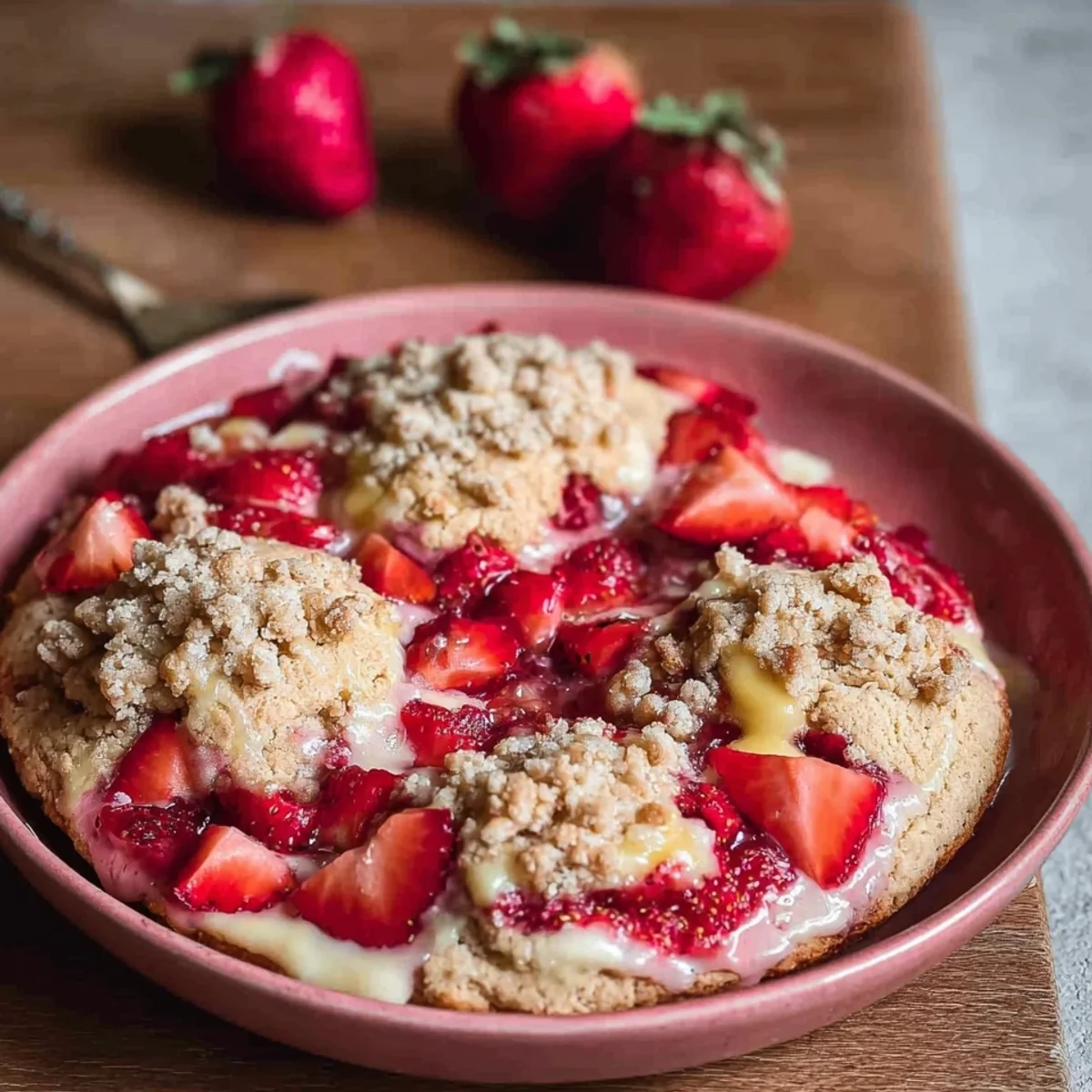 Glutenfreie vegane Erdbeer-Pudding Streuseltaler