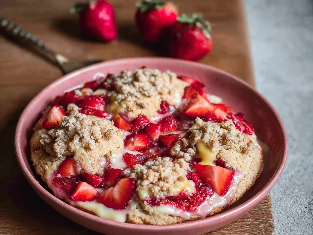 Glutenfreie vegane Erdbeer-Pudding Streuseltaler - Beitragsbild
