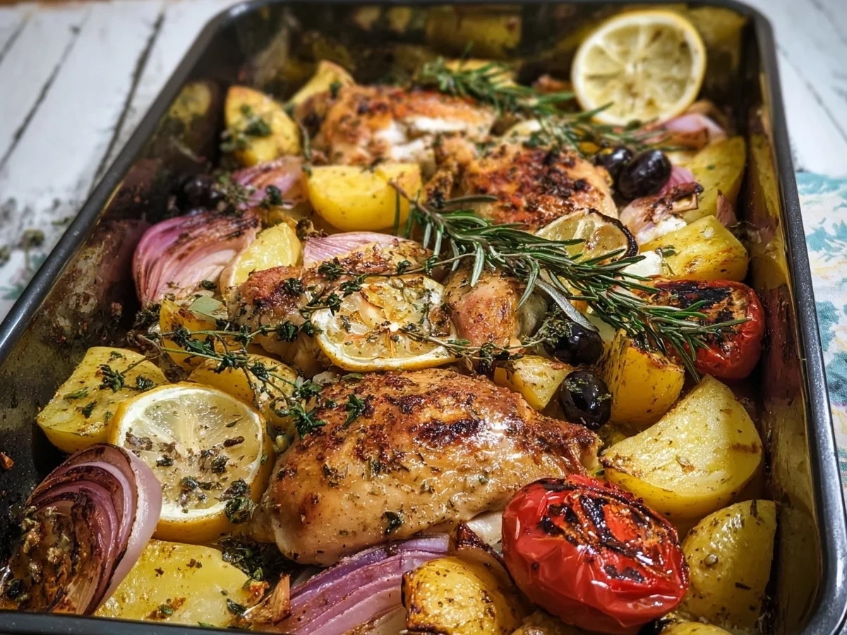 Griechisches Huhn vom Blech: Schnell & einfach in 45 Min. - Beitragsbild