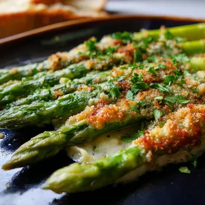 Grüner Spargel mit knuspriger Parmesankruste