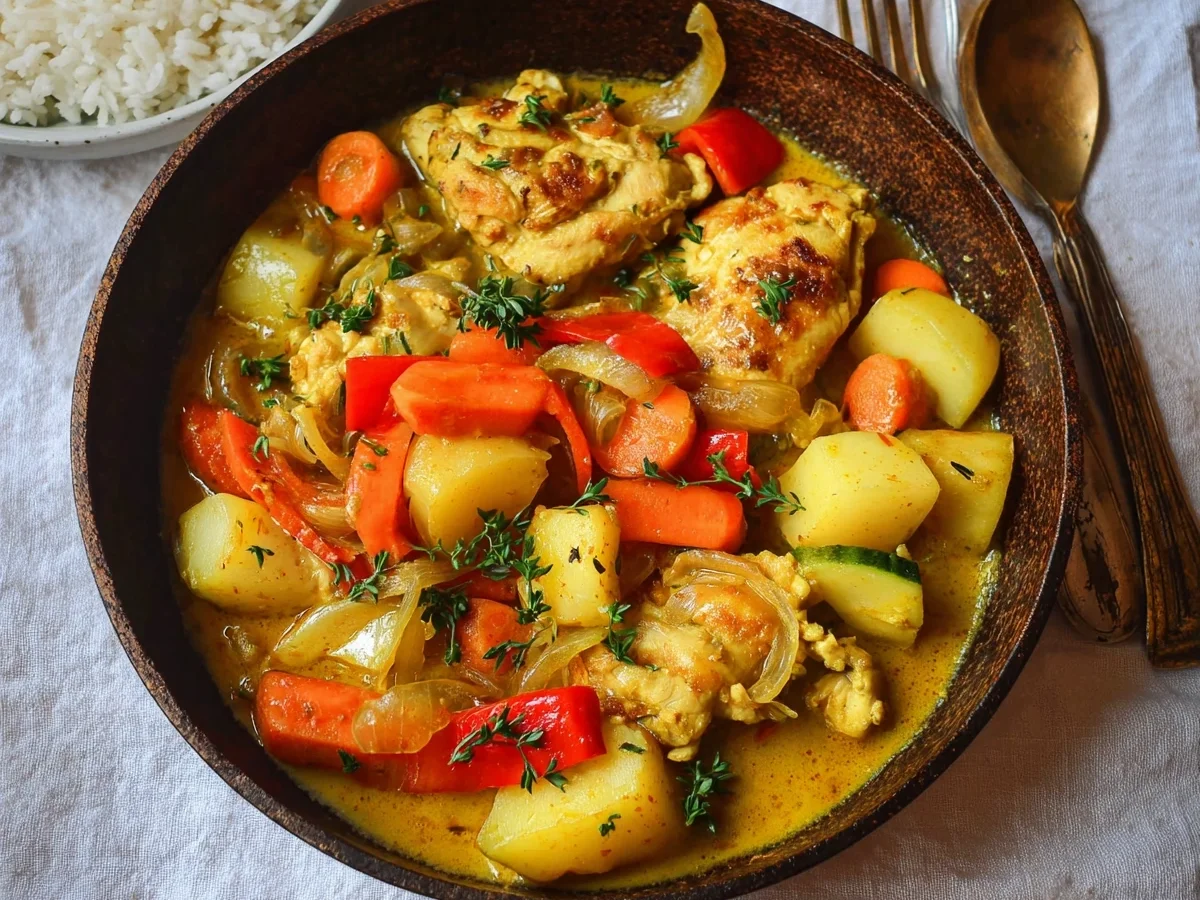 Hähnchen Curry mit Gemüse & Kokosmilch Gesund & Schnell - Beitragsbild