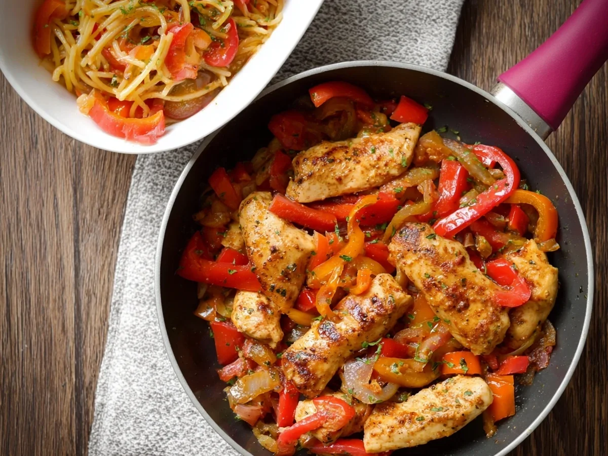Hähnchen-Paprika-Pfanne: Fix in 20 Min. zubereitet - Beitragsbild