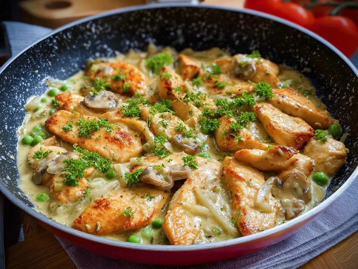 Hähnchenpfanne mit Senfsauce: Schnell & Familienfreundlich - Beitragsbild