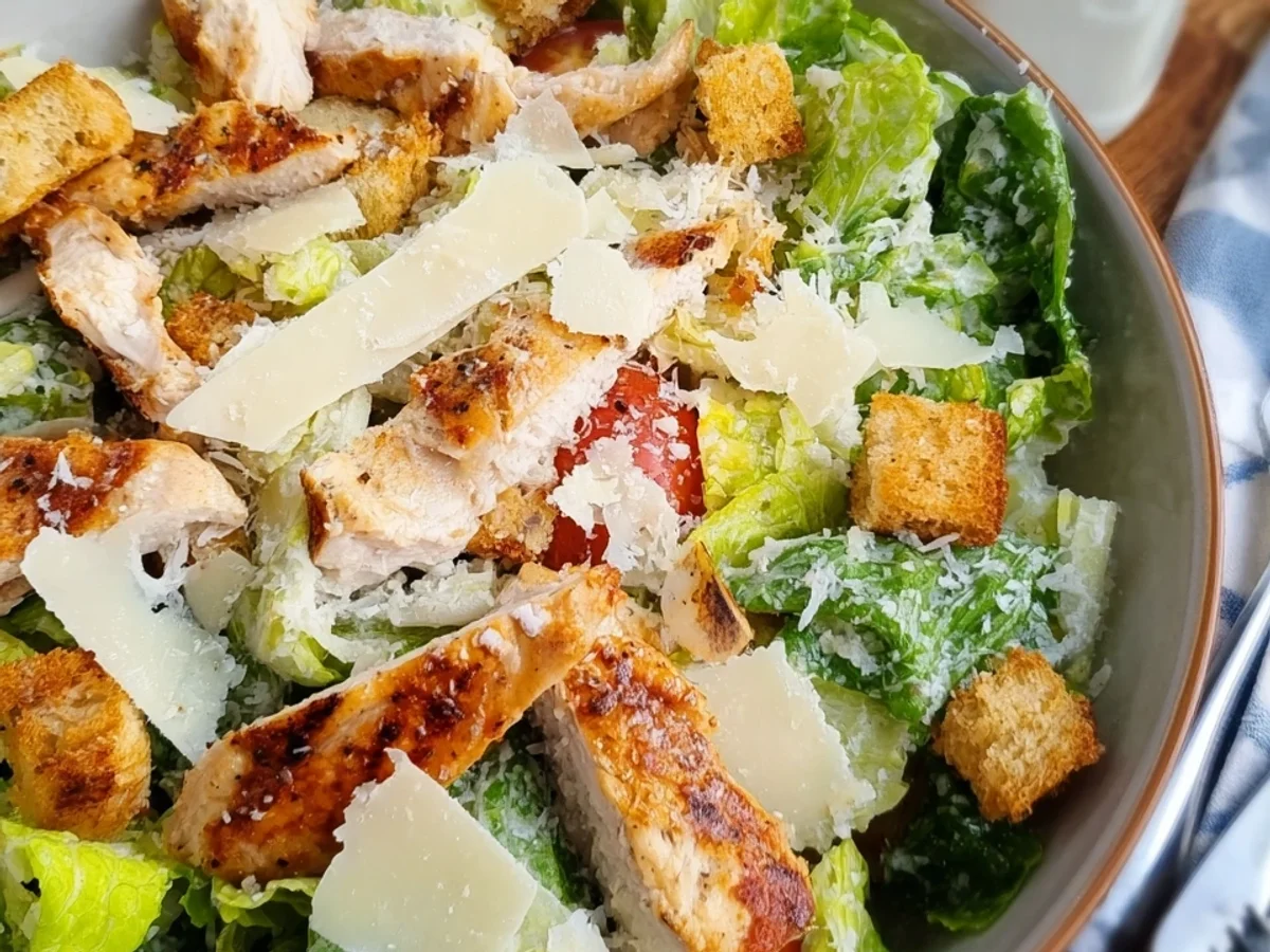 Klassischer Caesar Salat mit Hähnchen - Beitragsbild