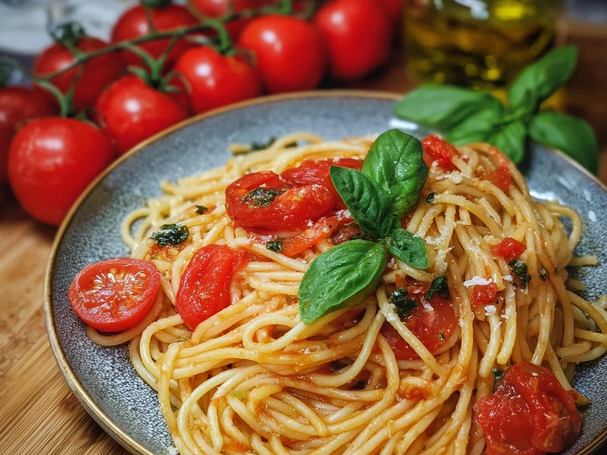 Klassisches Spaghetti Pomodoro Rezept aus Italien - Beitragsbild