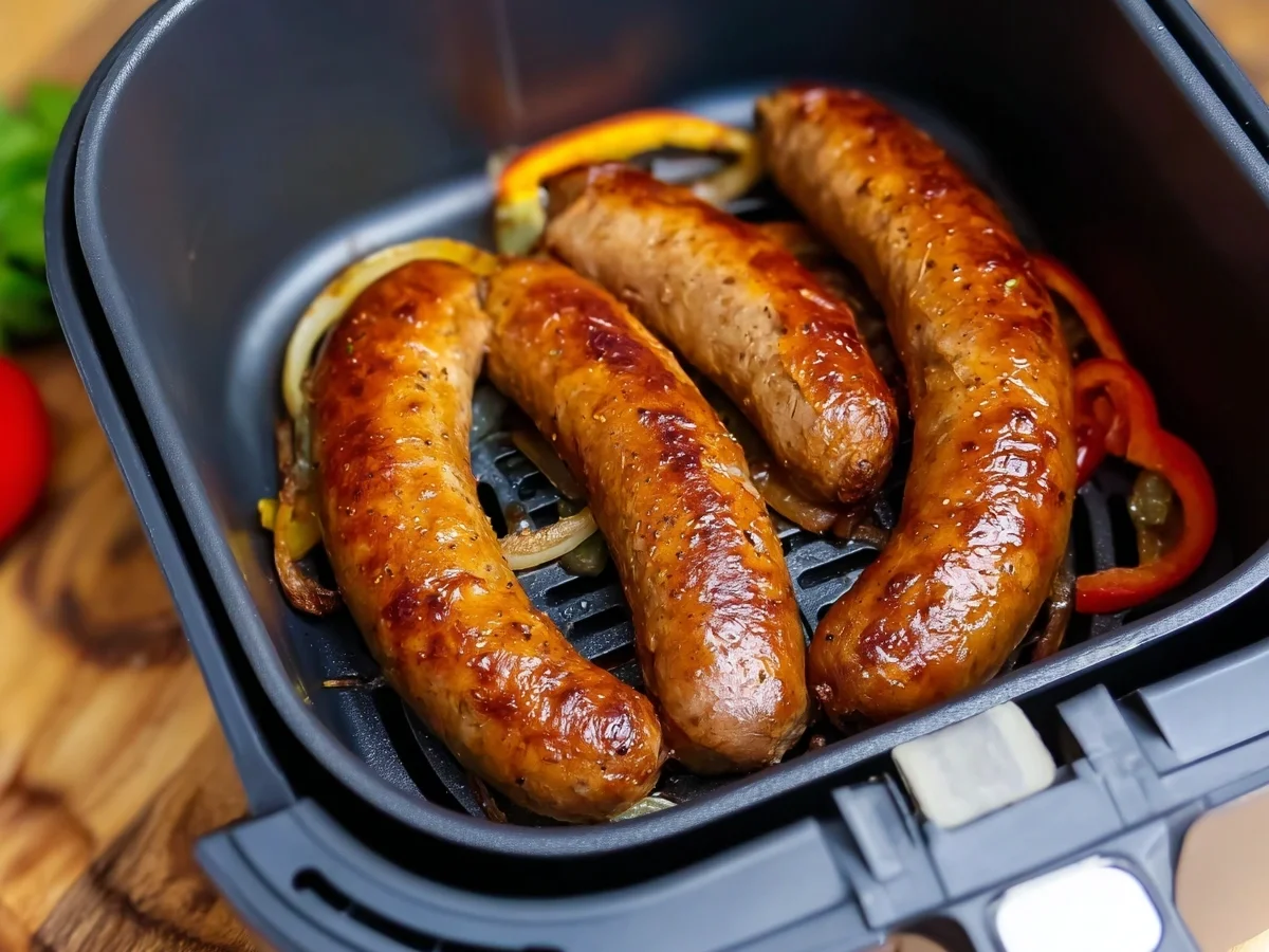 Knusprige Bratwurst aus der Heißluftfritteuse - Beitragsbild