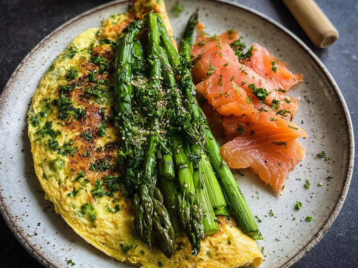 Kräuter Omelett mit Spargel & Lachs: Schnell & Lecker - Beitragsbild