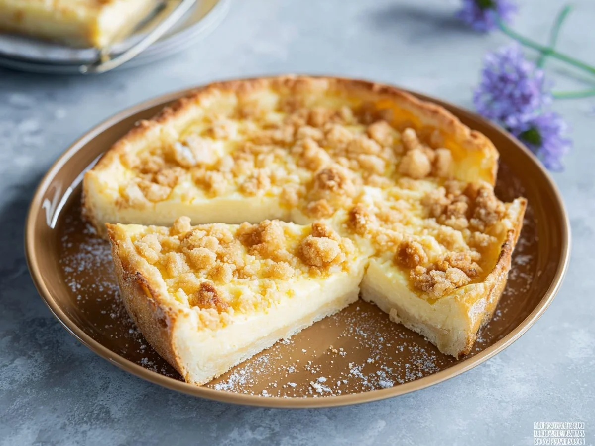 Käsekuchen mit Streuseln vom Blech: Saftig & Knusprig - Beitragsbild